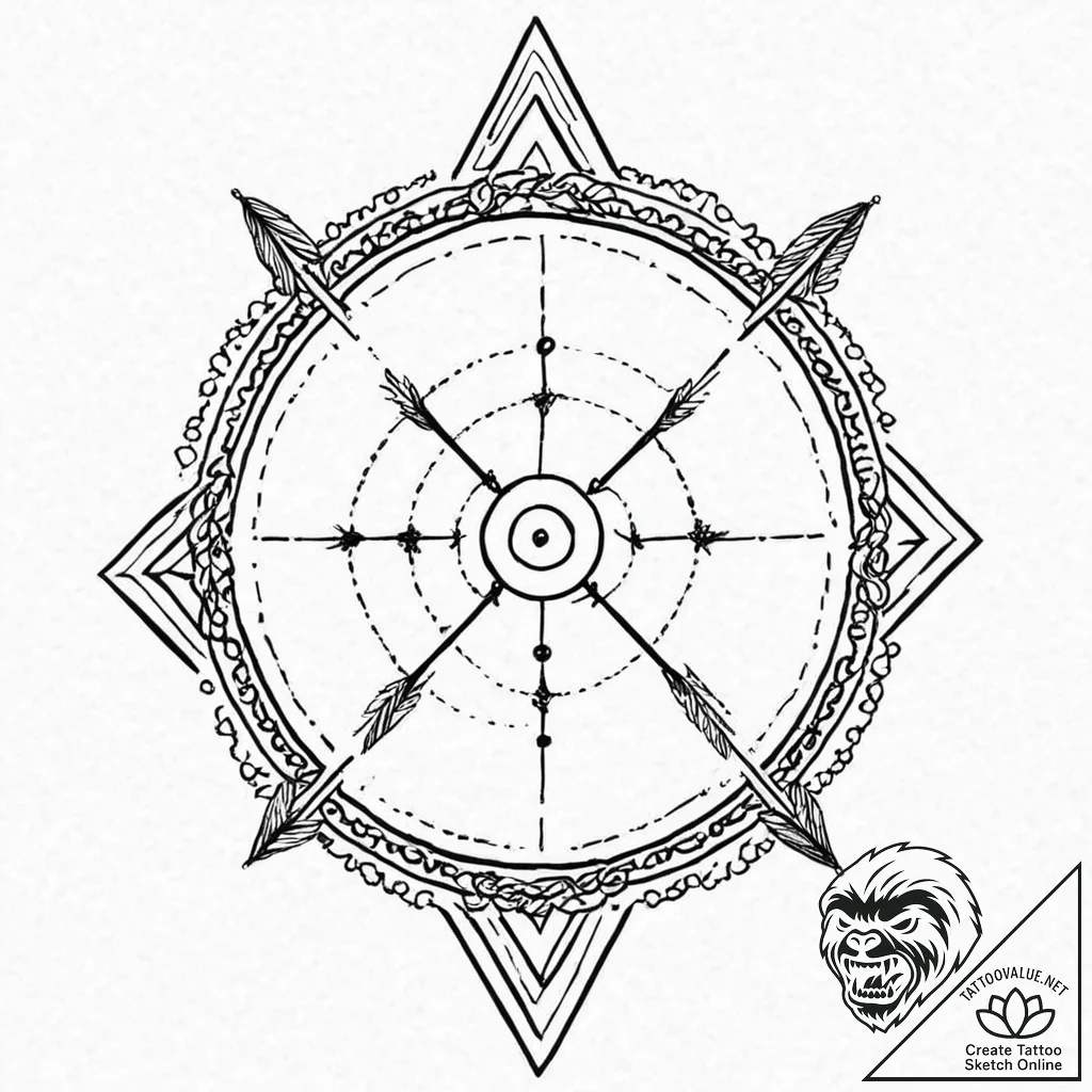 A single, powerful symbol of a target, with a... - tattoo sketch (№1752017240_0, 08.07.2025 23:27) — tattoovalue.net
