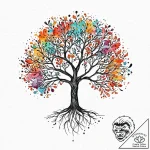 A tree of life, its leaves are different colo… – tattoo sketch (№1752017326_0, 08.07.2025 23:28) — tattoovalue.net