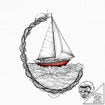 A boat, sailing on a sea of abstract watercol… – tattoo sketch (№1752017495_0, 08.07.2025 23:31) — tattoovalue.net