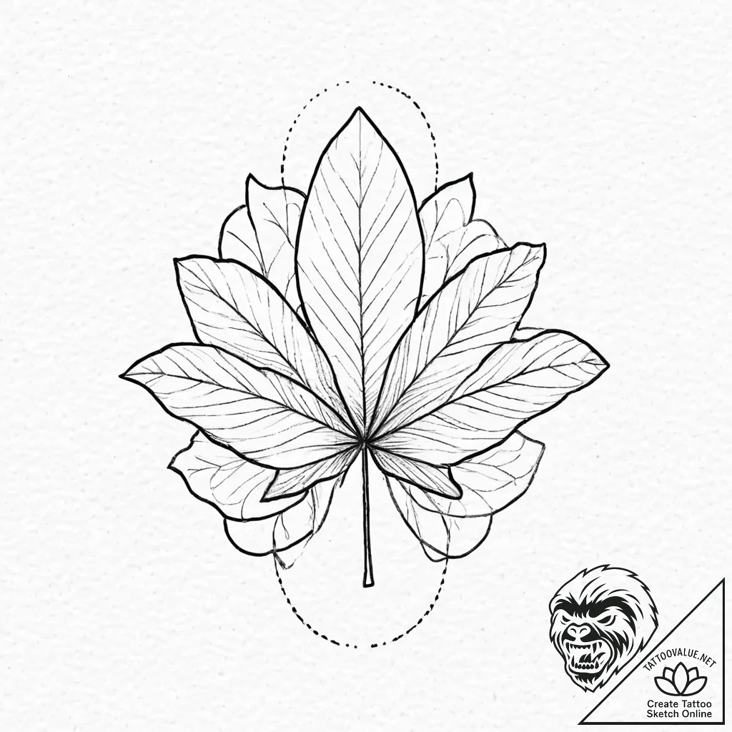 A single, perfect maple leaf in autumn, its c... - tattoo sketch (№1752017581_0, 08.07.2025 23:33) — tattoovalue.net