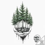 A person, planting a forest of new trees, con… – tattoo sketch (№1752017921_0, 08.07.2025 23:38) — tattoovalue.net