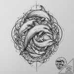 A powerful pod of dolphins, working together… – tattoo sketch (№1752018518_0, 08.07.2025 23:48) — tattoovalue.net