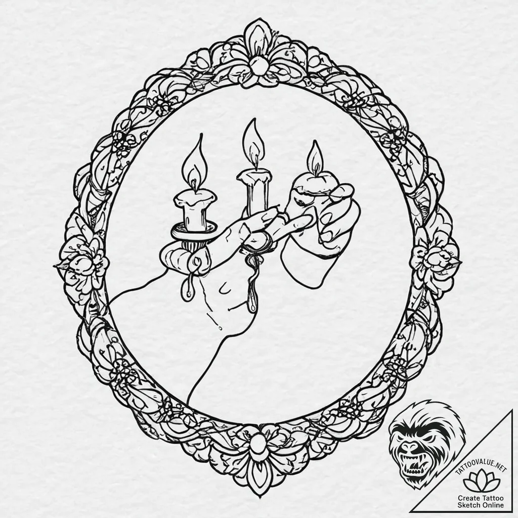A human hand, lighting another person's candl... - tattoo sketch (№1752018772_0, 08.07.2025 23:52) — tattoovalue.net