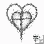 A human heart, wrapped tightly in barbed wire… – tattoo sketch (№1752019028_0, 08.07.2025 23:57) — tattoovalue.net
