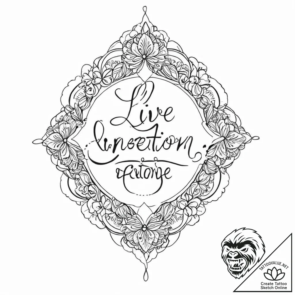 The phrase "live with intention", tattoo draw... - tattoo sketch (№1752019112_0, 08.07.2025 23:58) — tattoovalue.net