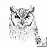 A beautiful, but focused owl, its head turned… – tattoo sketch (№1752019283_0, 09.07.2025 00:01) — tattoovalue.net