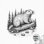A beautiful, but determined beaver, building… – tattoo sketch (№1752019711_0, 09.07.2025 00:08) — tattoovalue.net