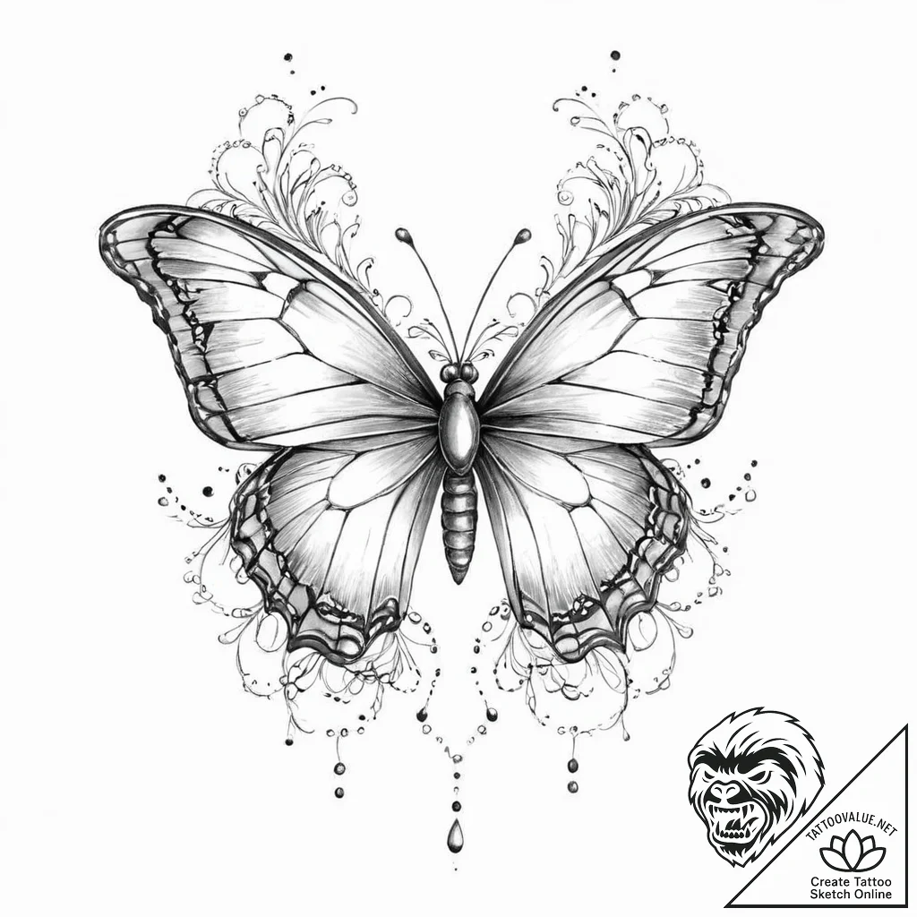 A beautiful, abstract butterfly, taking shape... - tattoo sketch (№1752020053_0, 09.07.2025 00:14) — tattoovalue.net