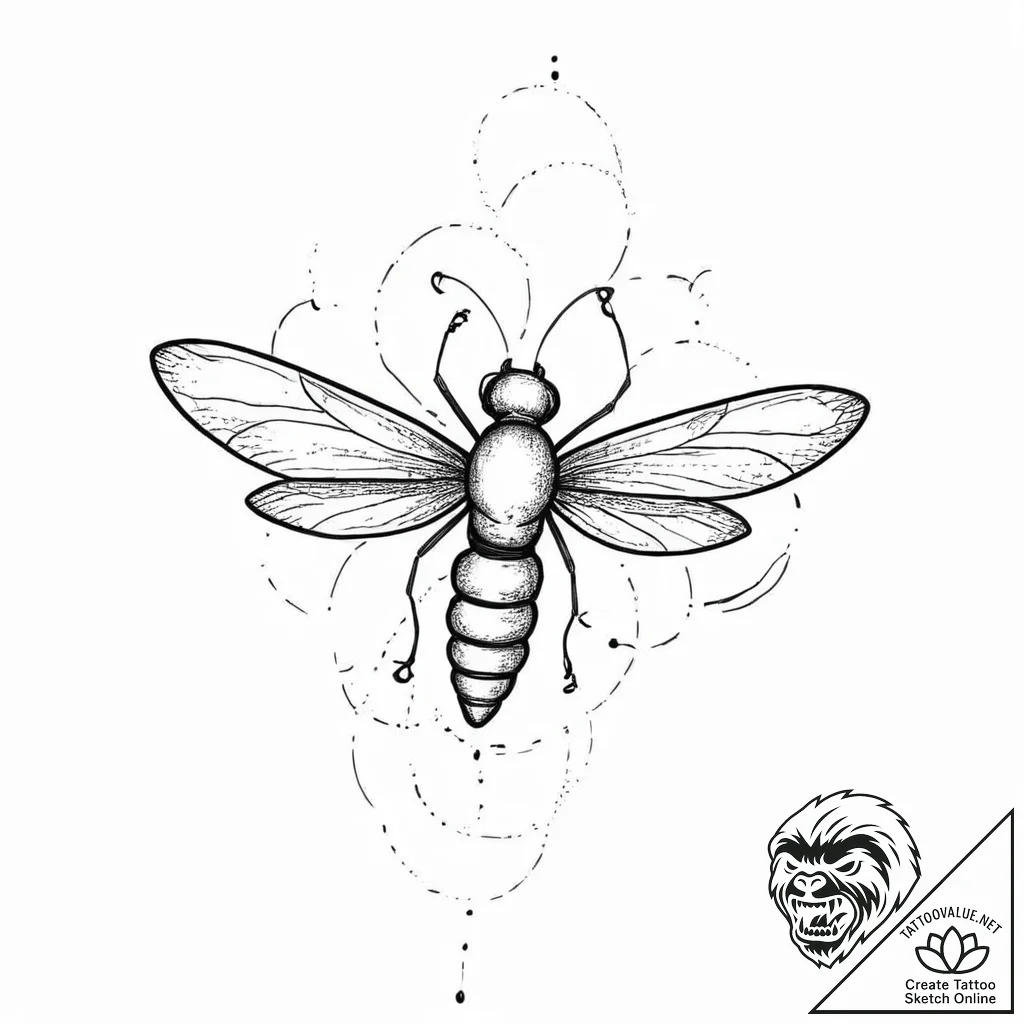 A beautiful, but determined firefly, its ligh... - tattoo sketch (№1752020223_0, 09.07.2025 00:17) — tattoovalue.net
