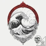 A single, powerful wave, cresting and crashin… – tattoo sketch (№1752020308_0, 09.07.2025 00:18) — tattoovalue.net