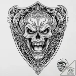 A beautiful, ornate shield, but its face is a… – tattoo sketch (№1752020561_0, 09.07.2025 00:22) — tattoovalue.net