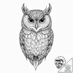 A beautiful, but focused owl, its head turned… – tattoo sketch (№1752020814_0, 09.07.2025 00:26) — tattoovalue.net