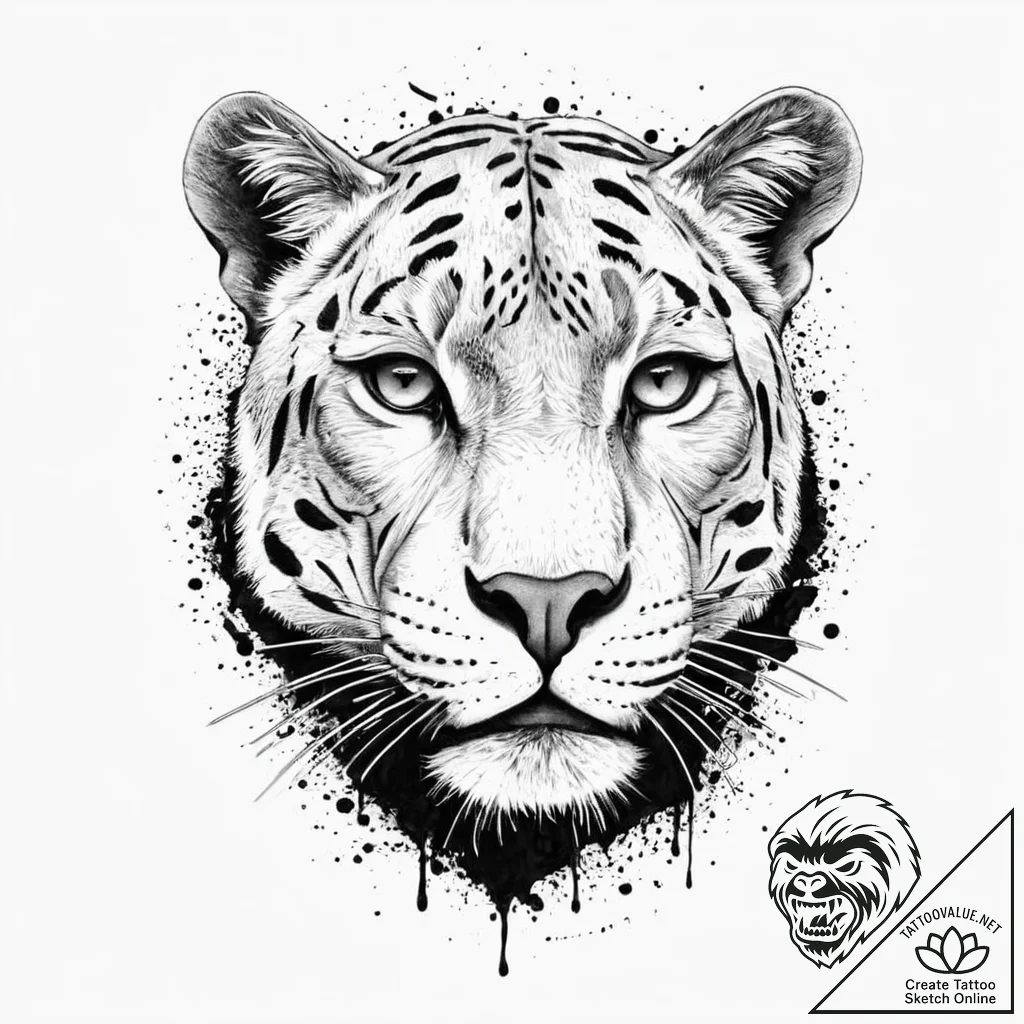 A beautiful, realistic panther, sleek and pow... - tattoo sketch (№1752020902_0, 09.07.2025 00:28) — tattoovalue.net