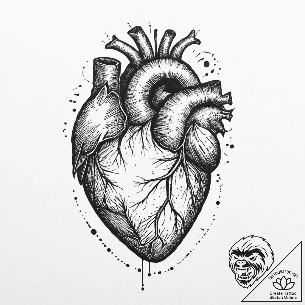 A human heart, but it is made of black, jagge... - tattoo sketch (№1752021073_0, 09.07.2025 00:31) — tattoovalue.net