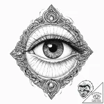A single, powerful word “vision”, with an eye… – tattoo sketch (№1752021157_0, 09.07.2025 00:32) — tattoovalue.net