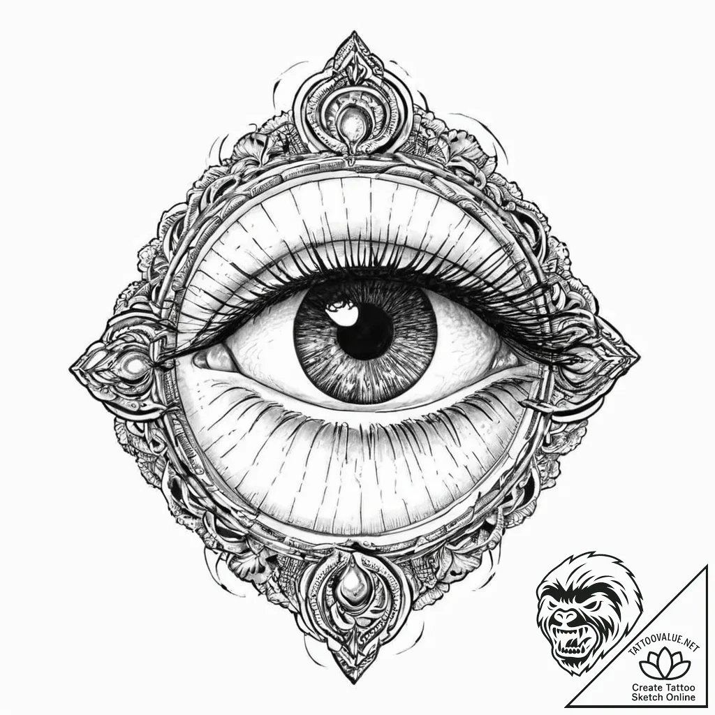 A single, powerful word "vision", with an eye... - tattoo sketch (№1752021157_0, 09.07.2025 00:32) — tattoovalue.net