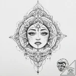 A woman crying, her tears are tiny, colorful… – tattoo sketch (№1752021498_0, 09.07.2025 00:38) — tattoovalue.net