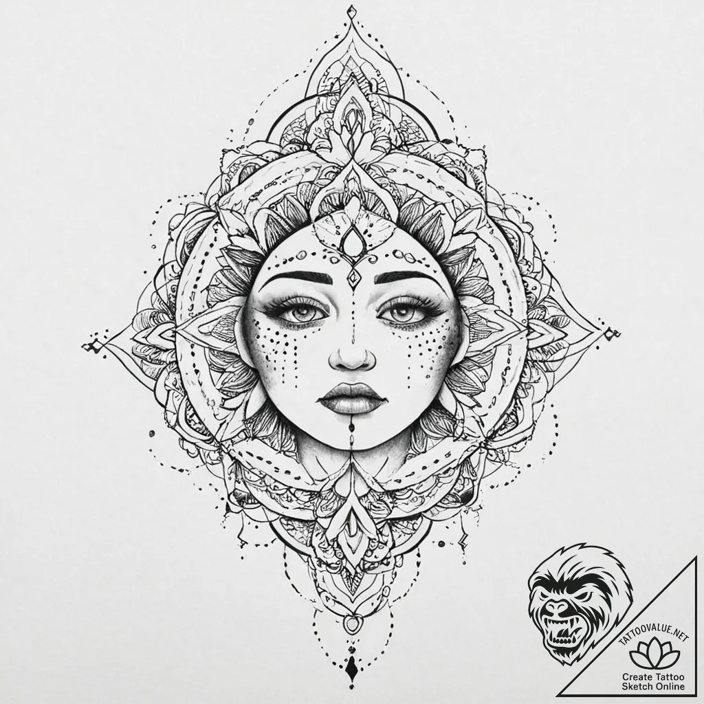A woman crying, her tears are tiny, colorful... - tattoo sketch (№1752021498_0, 09.07.2025 00:38) — tattoovalue.net
