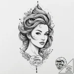 A quote “she is a storm with skin”, tattoo fl… – tattoo sketch (№1752021926_0, 09.07.2025 00:45) — tattoovalue.net