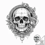 A snake, coiled around a crystal ball, forete… – tattoo sketch (№1752022011_0, 09.07.2025 00:46) — tattoovalue.net