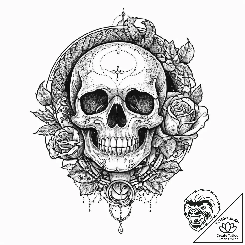 A snake, coiled around a crystal ball, forete... - tattoo sketch (№1752022011_0, 09.07.2025 00:46) — tattoovalue.net