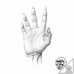 A human hand, with its fingers sharpened into… – tattoo sketch (№1752022098_0, 09.07.2025 00:48) — tattoovalue.net