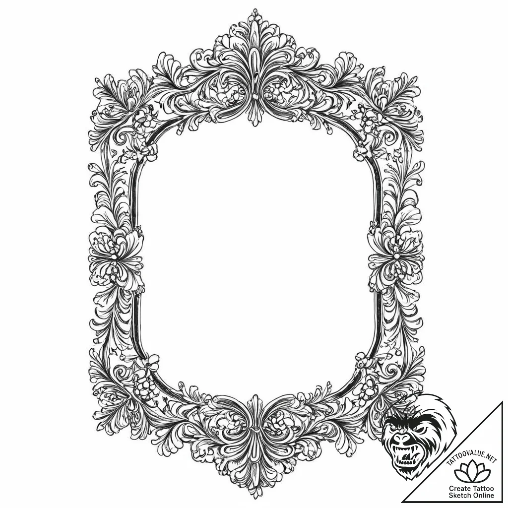 A beautiful, ornate mirror, but it shows a di... - tattoo sketch (№1752022439_0, 09.07.2025 00:53) — tattoovalue.net