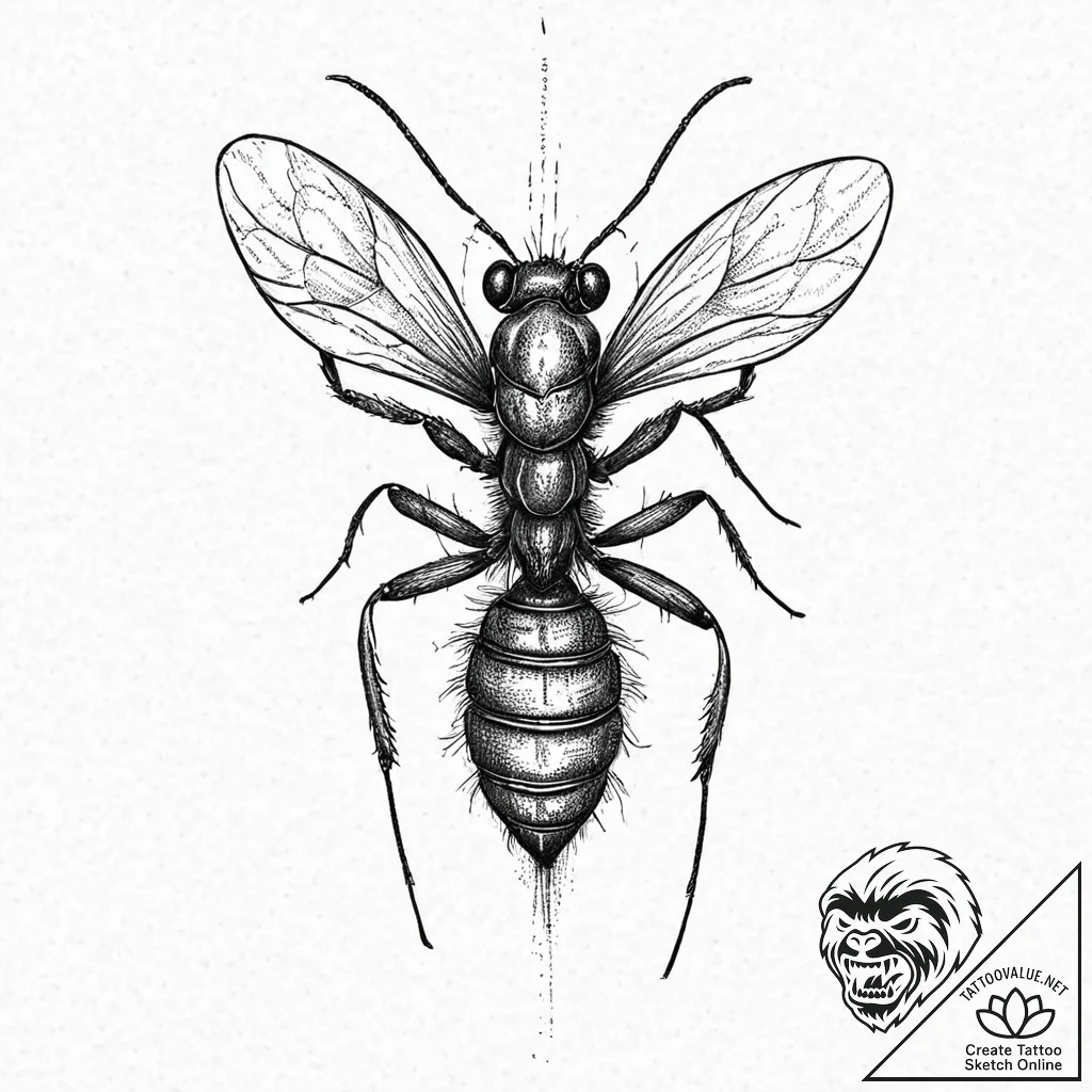 A beautiful, strong ant, working for the good... - tattoo sketch (№1752022783_0, 09.07.2025 00:59) — tattoovalue.net