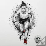 A powerful runner, their muscles tensed, at t… – tattoo sketch (№1752022870_0, 09.07.2025 01:01) — tattoovalue.net