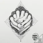 A beautiful, serene image of a group hug, tat… – tattoo sketch (№1752023125_0, 09.07.2025 01:05) — tattoovalue.net