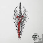 A dagger, piercing through abstract, black, s… – tattoo sketch (№1752023383_0, 09.07.2025 01:09) — tattoovalue.net