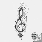 A single musical note, dissolving into a spla… – tattoo sketch (№1752052940_0, 09.07.2025 09:22) — tattoovalue.net