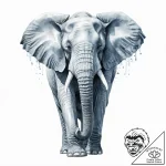 A majestic elephant, its skin a texture of gr… – tattoo sketch (№1752053539_0, 09.07.2025 09:32) — tattoovalue.net