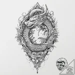 A beautiful, ornate battle standard, torn and… – tattoo sketch (№1752053709_0, 09.07.2025 09:35) — tattoovalue.net