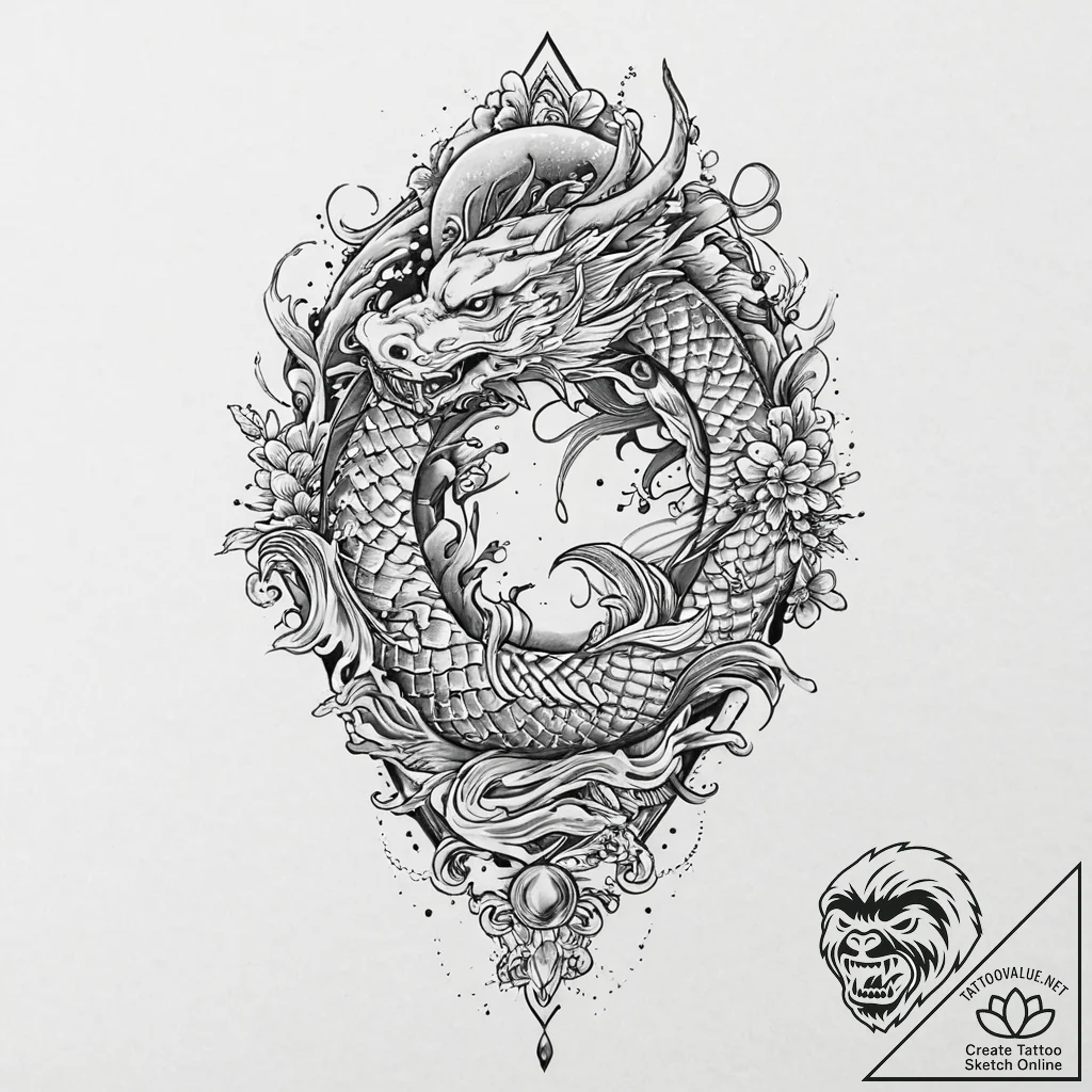 A beautiful, ornate battle standard, torn and... - tattoo sketch (№1752053709_0, 09.07.2025 09:35) — tattoovalue.net