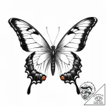 A beautiful, dark butterfly, like a black swa… – tattoo sketch (№1752053794_0, 09.07.2025 09:36) — tattoovalue.net