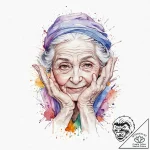 A beautiful, wise old grandmother, her hands… – tattoo sketch (№1752053880_0, 09.07.2025 09:38) — tattoovalue.net