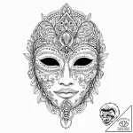 A beautiful, ornate war mask from a forgotten… – tattoo sketch (№1752054222_0, 09.07.2025 09:43) — tattoovalue.net