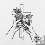 A human hand, offering a single, glowing piec… – tattoo sketch (№1752054307_0, 09.07.2025 09:45) — tattoovalue.net