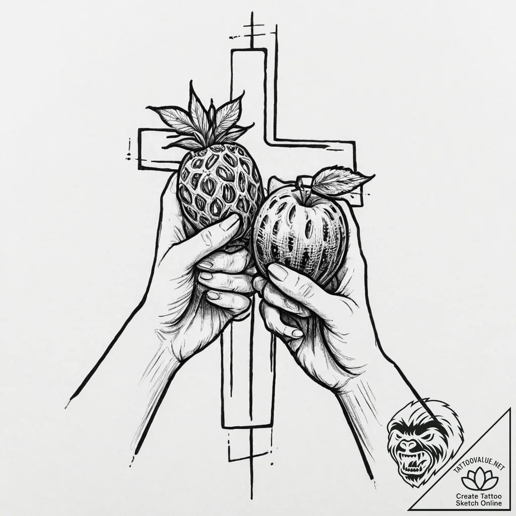 A human hand, offering a single, glowing piec... - tattoo sketch (№1752054307_0, 09.07.2025 09:45) — tattoovalue.net