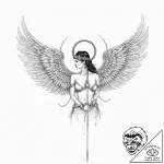 A valkyrie with magnificent feathered wings a… – tattoo sketch (№1752054479_0, 09.07.2025 09:47) — tattoovalue.net