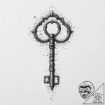 A rusty key, symbolizing a non-existent door,… – tattoo sketch (№1752054646_0, 09.07.2025 09:50) — tattoovalue.net