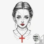 A beautiful woman whose skin is like a cracke… – tattoo sketch (№1752054812_0, 09.07.2025 09:53) — tattoovalue.net