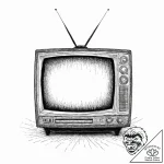 A drawing of a discarded television with a st… – tattoo sketch (№1752055239_0, 09.07.2025 10:00) — tattoovalue.net