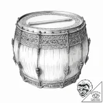 A beautiful, ornate war drum, its surface is… – tattoo sketch (№1752055410_0, 09.07.2025 10:03) — tattoovalue.net