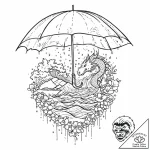 A single person, holding a large umbrella ove… – tattoo sketch (№1752056086_0, 09.07.2025 10:14) — tattoovalue.net