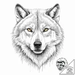 A powerful pack leader wolf, its gaze is conf… – tattoo sketch (№1752056257_0, 09.07.2025 10:17) — tattoovalue.net