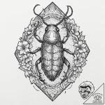 A cartoon cockroach, a symbol of ultimate sur… – tattoo sketch (№1752056512_0, 09.07.2025 10:21) — tattoovalue.net