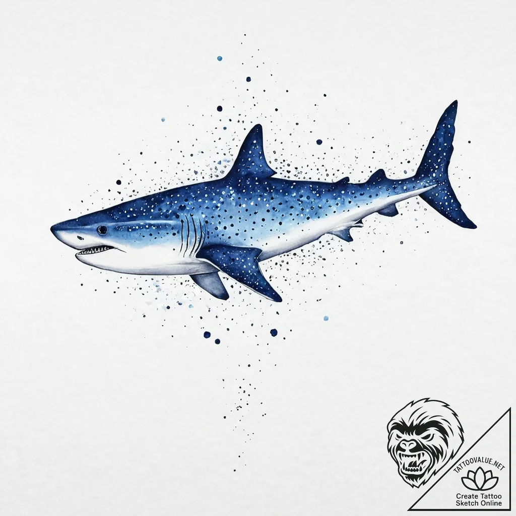 A majestic whale shark, its spots are soft wa... - tattoo sketch (№1752057207_0, 09.07.2025 10:33) — tattoovalue.net