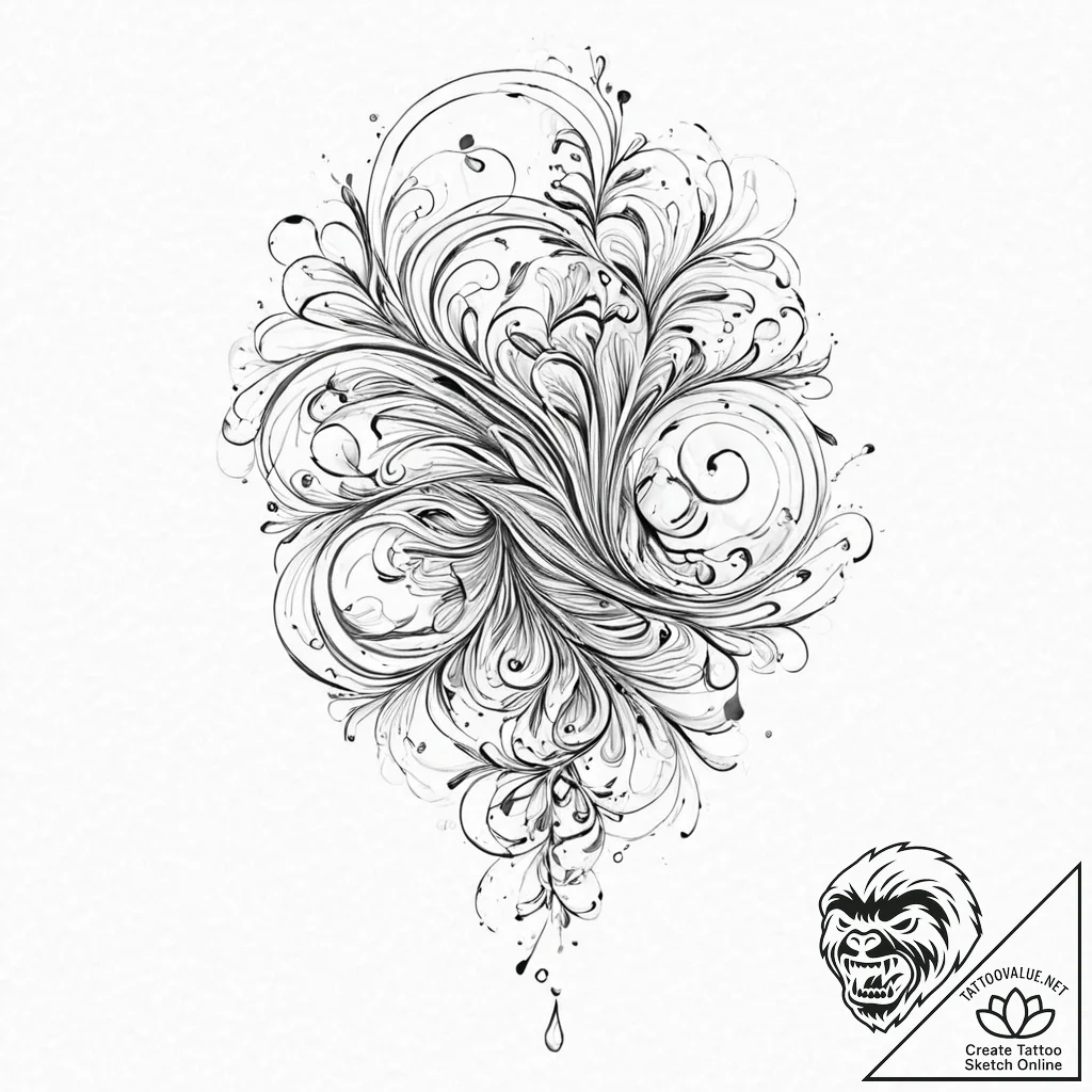 A beautiful, delicate pattern of swirls and f... - tattoo sketch (№1752057457_0, 09.07.2025 10:37) — tattoovalue.net